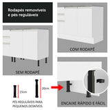 Bajo Mesada Cocina 120 x 60 cm 2 Puertas e 3 Cajones (Con Mesada) Blanco Glamy Madesa