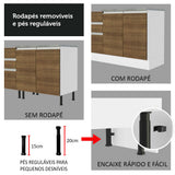 Bajo Mesada Cocina 120 x 60 cm 2 Puertas e 3 Cajones (Con Mesada) Blanco/Marrón Glamy Madesa