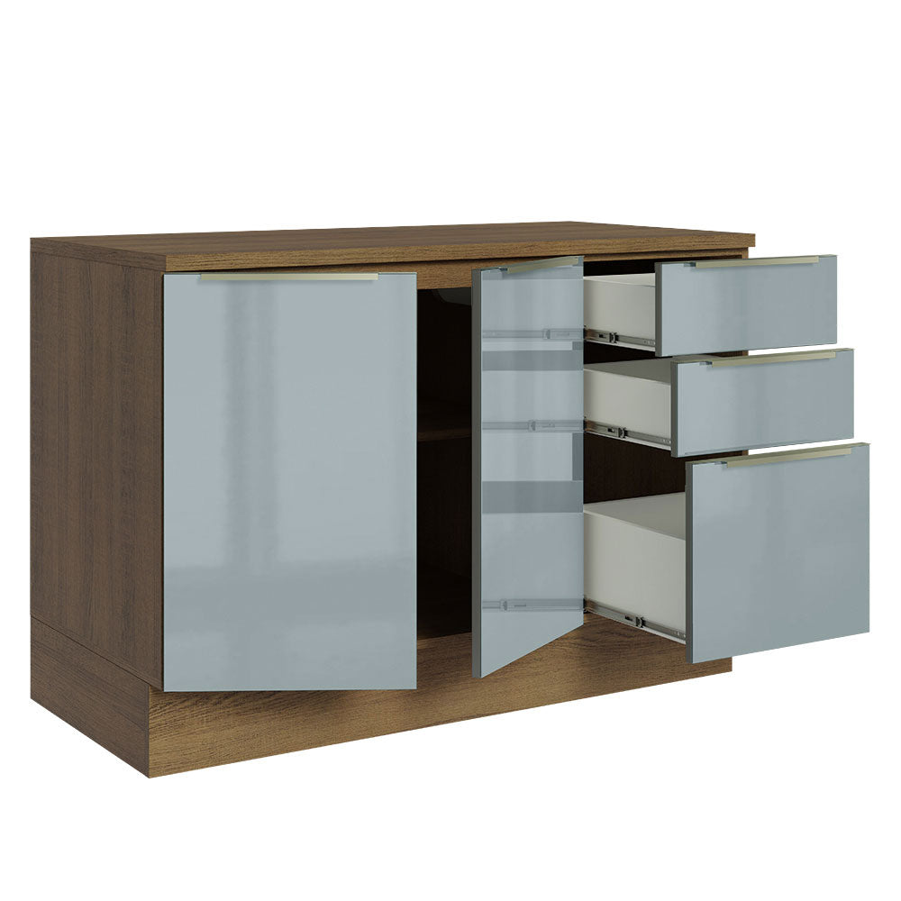 Bajo Mesada 120 cm x 60 cm, 3 Cajones 2 Puertas Lux Marrón/Gris