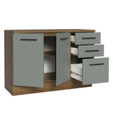 Bajo Mesada Cocina 120 cm x 60 cm, 3 Cajones 2 Puertas con Mesada Agata Marrón/Gris