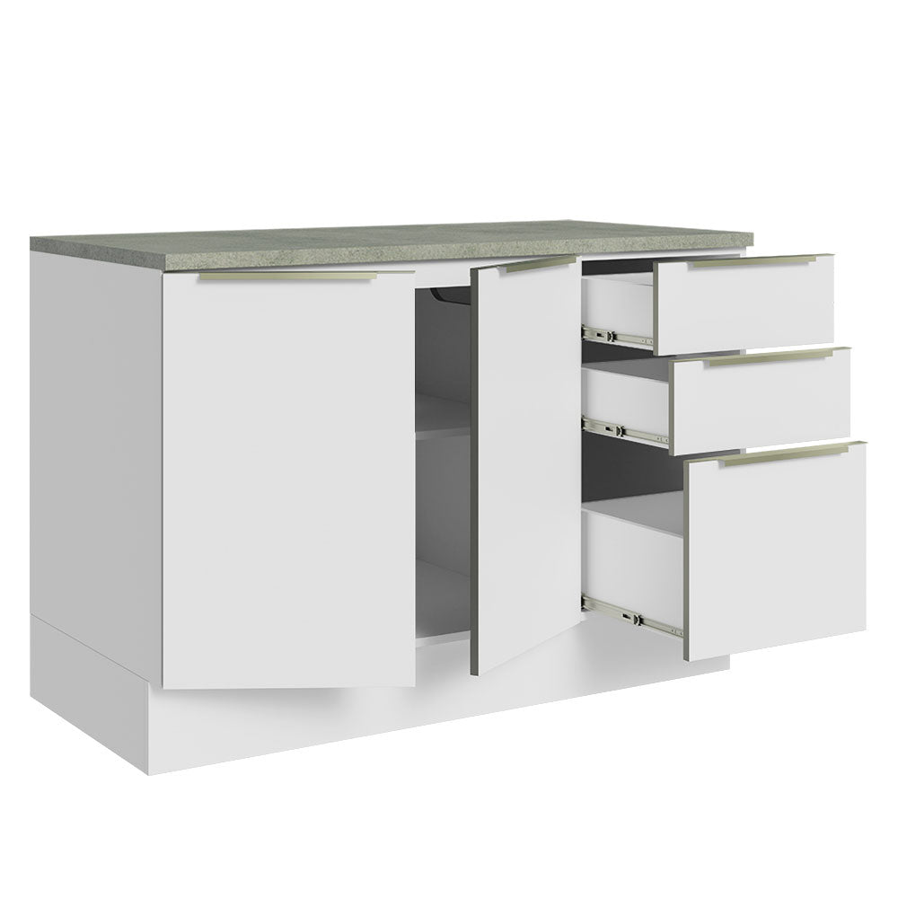 Bajo Mesada 120 cm 2 Puertas 3 Cajones Blanco Lux Madesa