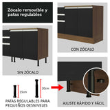 Bajo Mesada 40 cm x 60 cm, Sin cajones 1 Puerta Glamy Marrón/Negro