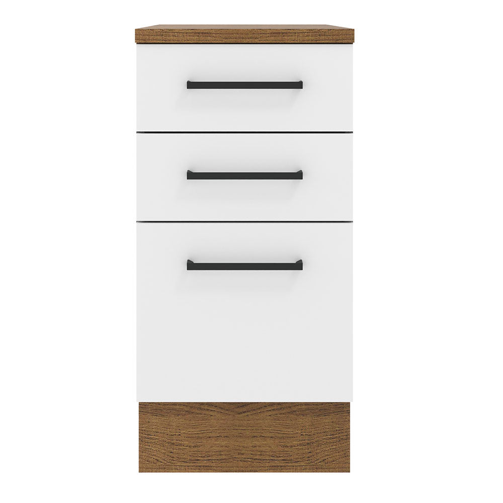 Bajo Mesada Cocina 40 x 60 cm 3 Cajones (Con Mesada) Marrón/Blanco Agata Madesa
