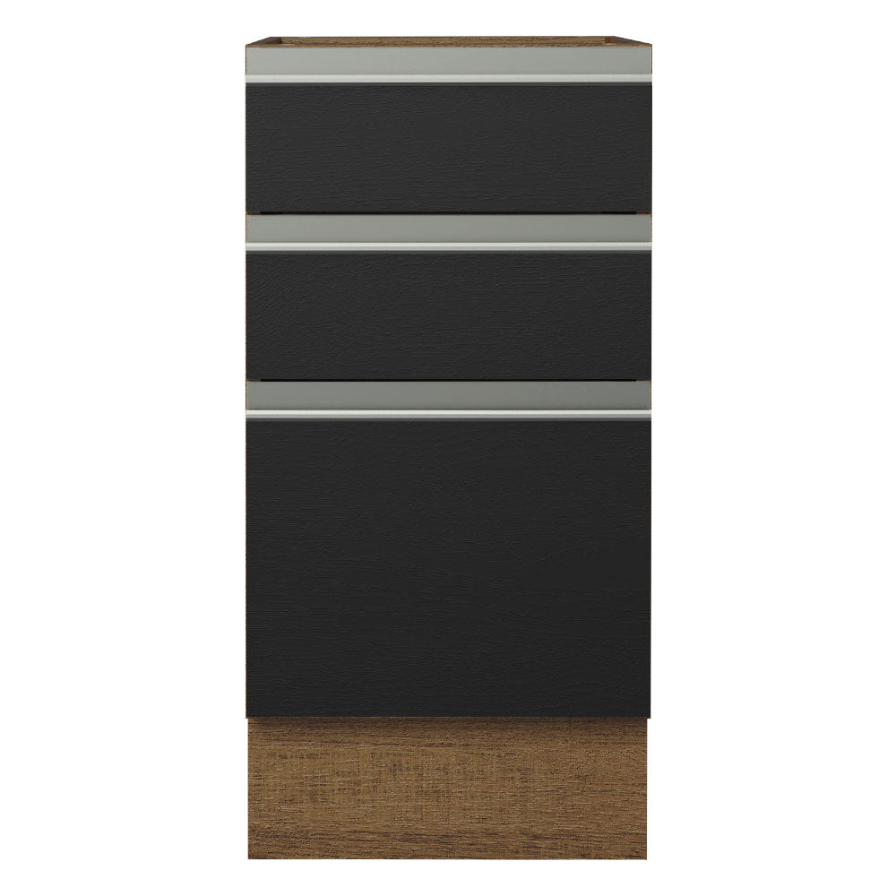 Bajo Mesada Cocina 40 x 60 cm 3 Cajones (Sin Mesada) Marrón/Negro Glamy Madesa