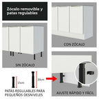 Bajo Mesada 40 x 60 cm 3 Cajones (Sin Mesada) Blanco/Blanco Aterciopelado Lux Madesa