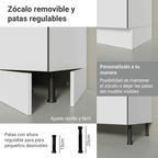 Bajo Mesada 50 x 60 cm 1 Puerta (Con Mesada) Blanco/Blanco Aterciopelado/Marrón Top Lux Madesa