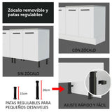 Bajo Mesada Cocina 60 x 60 cm 3 Cajones (Con Mesada) Blanco Agata Madesa