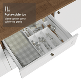 Bajo Mesada de Cocina 60 x 60 cm 3 Cajones (con Mesada) Marrón/Blanco Vik Madesa