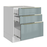 Bajo Mesada 60 cm x 60 cm, 3 Cajones Lux Blanco/Gris
