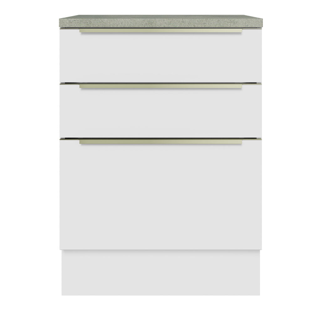 Bajo Mesada 60 cm x 60 cm, 3 Cajones Lux Blanco/Blanco