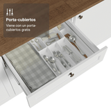 Bajo Mesada de Cocina 60 x 60 cm 3 Cajones (con Mesada) Blanco/Marrón Vik Madesa