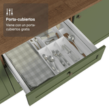 Bajo Mesada de Cocina 60 x 60 cm 3 Cajones (con Mesada) Marrón/Verde Vik Madesa