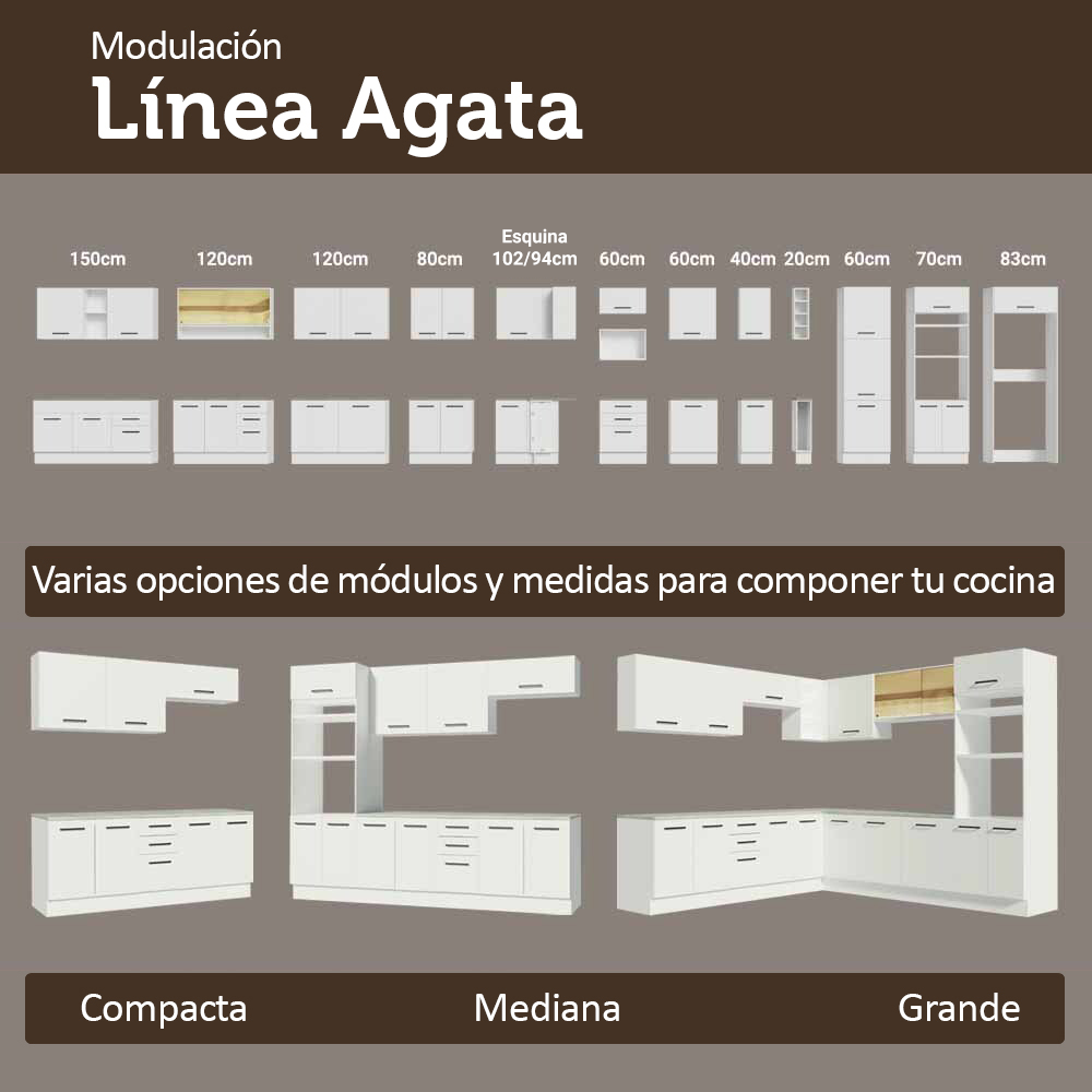Bajo Mesada Esquinero 102 x 64 cm 1 Puerta (Con Mesada) Blanco Agata Madesa