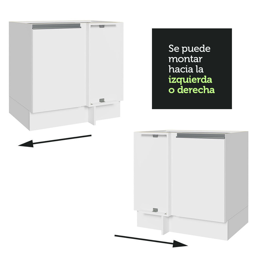 Bajo Mesada Esquinero 1 Puerta 60 cm Profundidad (Sin Mesada) Blanco Glamy Madesa