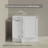 Bajo Mesada esquinero para Linha de 60 cm Profundidade (Sin Mesada) Blanco Vik Madesa