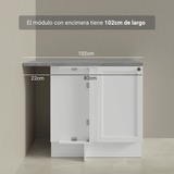 Bajo Mesada esquinero para Linha de 60 cm Profundidade (con Mesada) Blanco Vik Madesa
