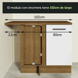 Bajo Mesada Esquinera 102cm x 64 cm Profundidad (Con Mesada) Agata Marrón/Blanco
