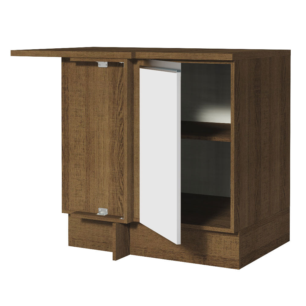 Bajo Mesada Esquinero 102 cm x 64 cm (Con Mesada) Glamy Marrón/Blanco