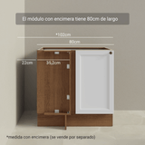 Bajo Mesada esquinero para Linha de 60 cm Profundidade (Sin Mesada) Marrón/Blanco Vik Madesa