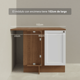 Bajo Mesada esquinero para Linha de 60 cm Profundidade (con Mesada) Marrón/Blanco Vik Madesa
