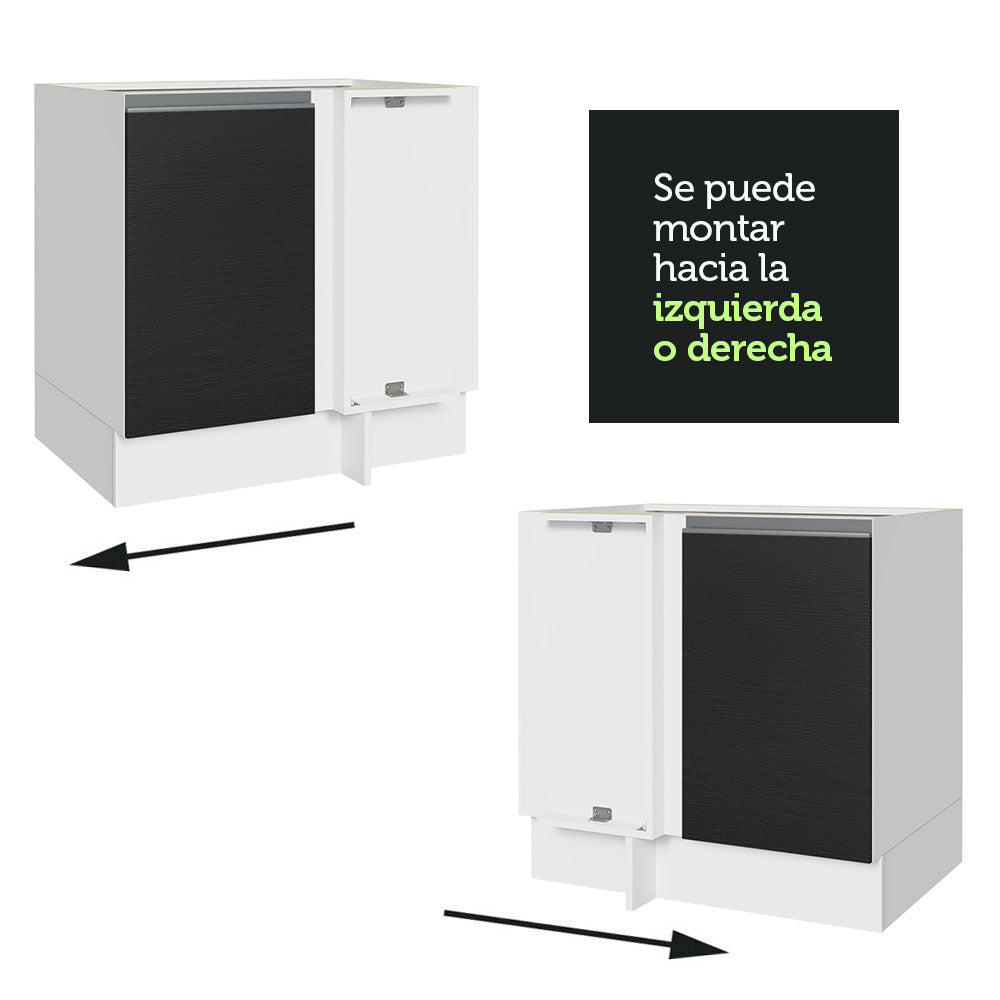 Bajo Mesada Esquinero 1 Puerta 60 cm Profundidad (Sin Mesada) Blanco/Negro Glamy Madesa