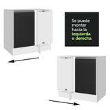 Bajo Mesada Esquinero 1 Puerta 60 cm Profundidad (Sin Mesada) Blanco/Negro Glamy Madesa