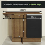 Bajo Mesada Esquinero 102 cm x 64 cm  (Con Mesada) Glamy Marrón/Negro