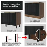 Bajo Mesada 80 cm x 60 cm, Sin cajones 1 Puerta Lux Marrón/Negro