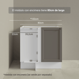 Bajo Mesada esquinero para Linha de 60 cm Profundidade (Sin Mesada) Blanco/Gris Vik Madesa