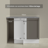 Bajo Mesada esquinero para Linha de 60 cm Profundidade (con Mesada) Blanco/Gris Vik Madesa