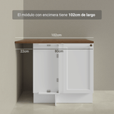 Bajo Mesada esquinero para Linha de 60 cm Profundidade (con Mesada) Blanco/Marrón Vik Madesa