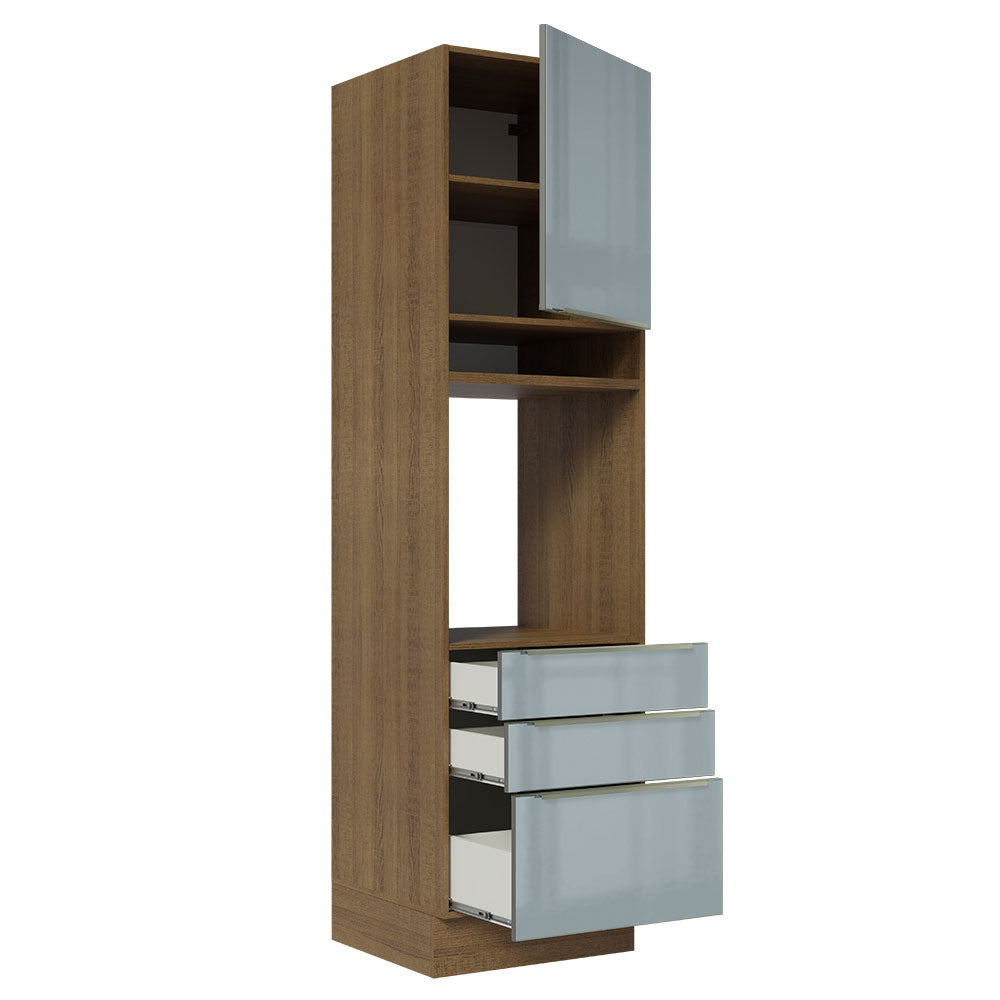 Mueble de cocina para Horno
60 cm 3 Cajones 1 Puerta Lux Marrón/Gris