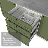 Mueble de cocina para Horno/ microondas 60 x 60 cm 1 Puerta 3 Cajones Blanco/Verde Vik Madesa
