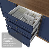 Mueble de cocina para Horno/ microondas 60 x 60 cm 1 Puerta 3 Cajones Marrón/Azul Vik Madesa