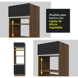Mueble de cocina para Horno/Microondas Madesa Glamy 70 x 60 cm 3 Puertas Marrón/Negro