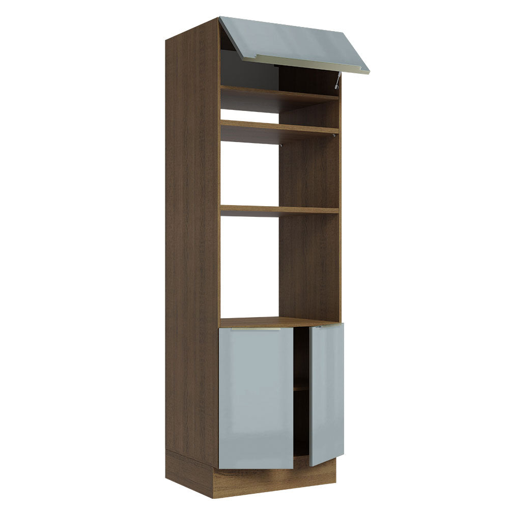 Mueble de cocina para Horno/ Microondas 70 cm Sin cajones 3 Puertas Lux Marrón/Gris