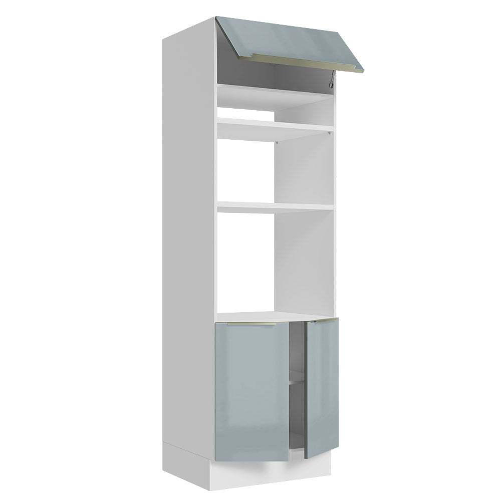 Mueble de cocina para Horno/ Microondas 70 cm Sin cajones 3 Puertas Lux Blanco/Gris