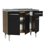 Bajo Mesada con Bacha 105 cm 3 Puertas y 1 Cajón Emilly Marrón/Negro