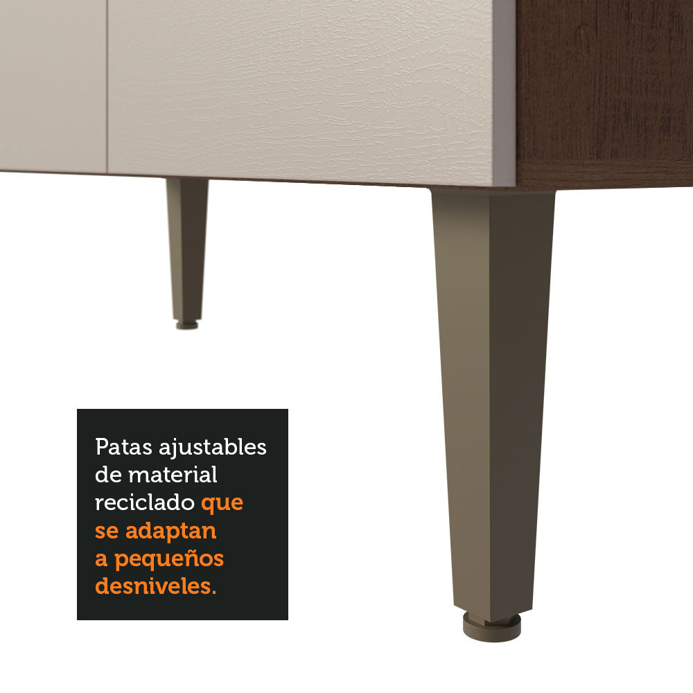 Bajo Mesada para Bacha 3 Puertas y 2 Cajones 105cm Marrón/Crema Gourmet