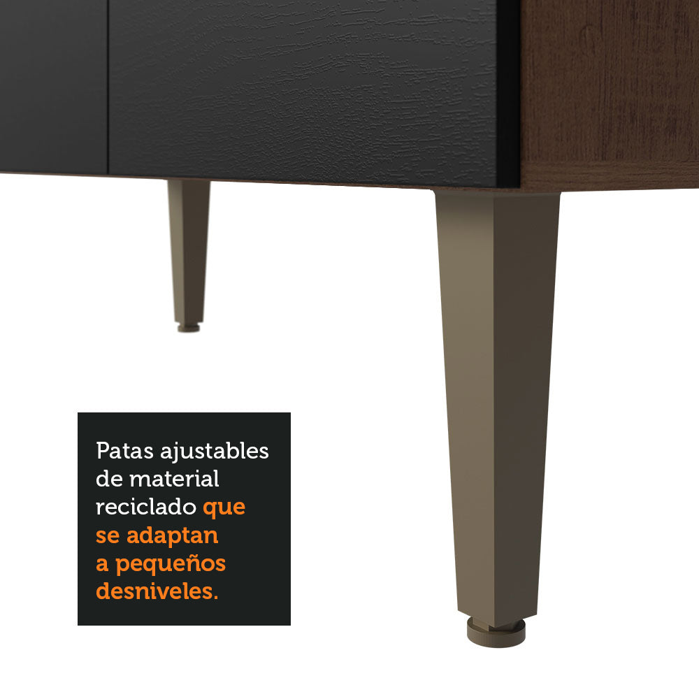 Bajo Mesada para Bacha 3 Puertas y 2 Cajones 105cm Marrón/Negro Gourmet
