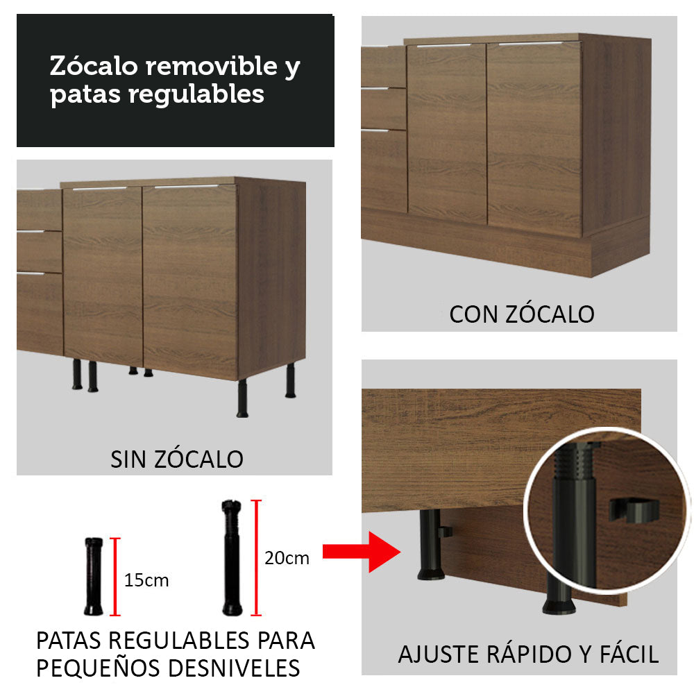 Bajo Mesada 120 cm Sin cajones 2 Puertas Stella Marrón