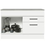 Bajo Mesada Cocina 120 cm 1 Puerta y 2 Cajones (Con Mesada) Blanco Agata Madesa