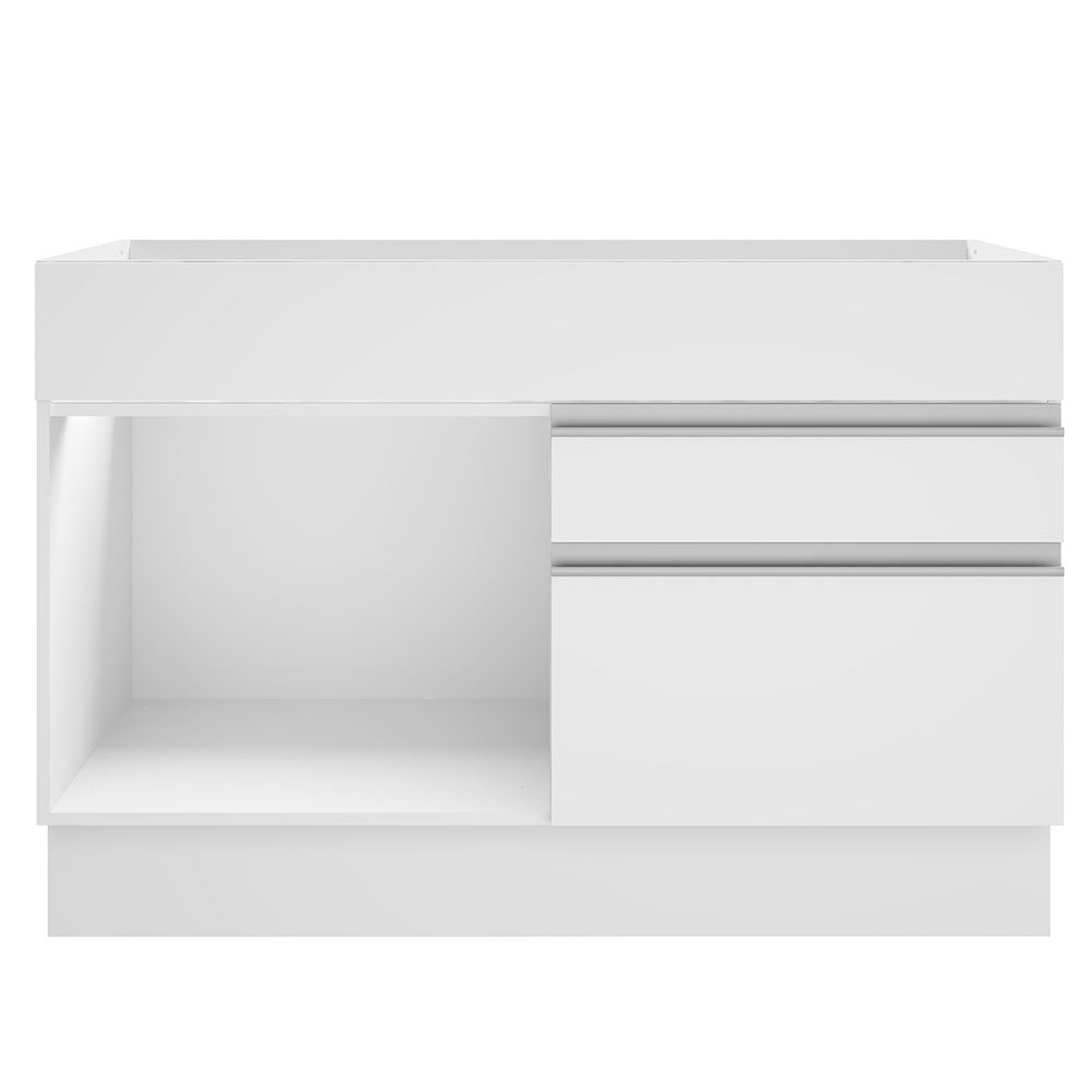 Bajo Mesada para Bacha 120 cm 1 Puerta y 2 Cajones (Sin Mesada y Bacha) Blanco Glamy Madesa
