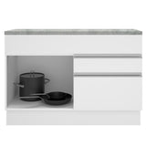 Bajo Mesada para Bacha 120 cm 1 Puerta y 2 Cajones (Con Tapa) Blanco Glamy