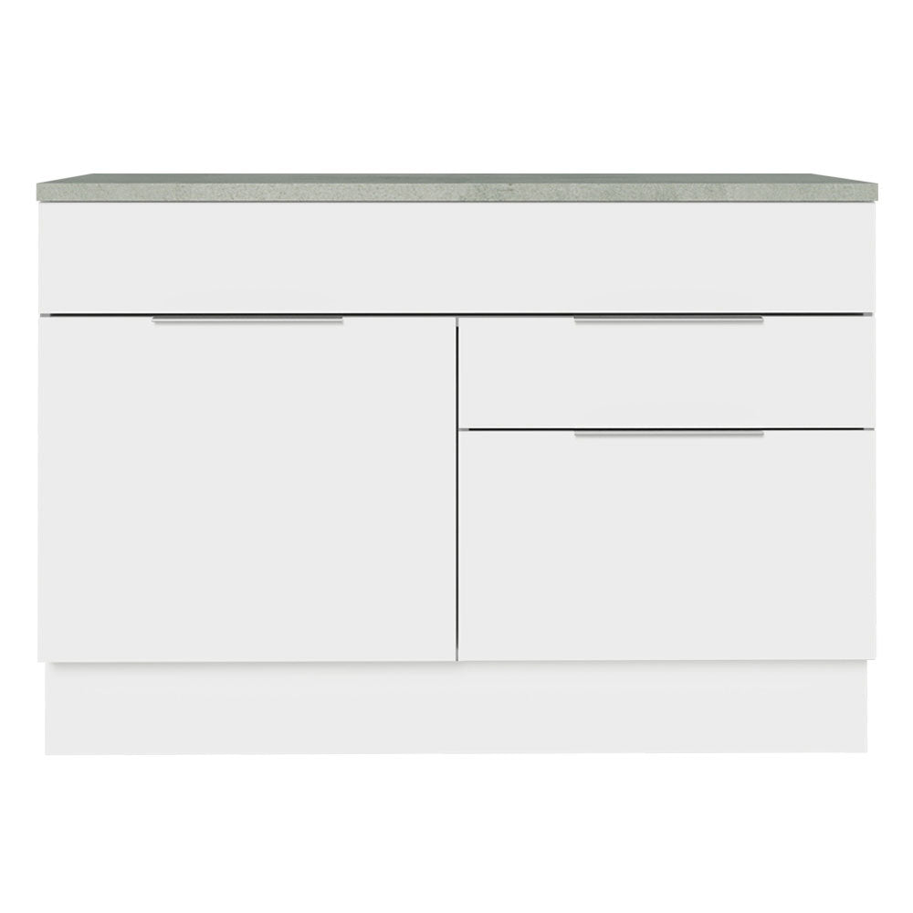 Bajo Mesada Cocina 120 cm 1 Puertas e 2 Cajones (Con Mesada) Blanco Stella Madesa
