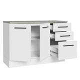 Bajo Mesada Cocina 120 cm 2 Puertas 3 Cajones (Con Mesada) Blanco Agata Madesa