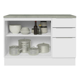 Bajo Mesada Cocina 120 cm 3 Cajones 2 Puertas (Con Mesada) Blanco Stella Madesa