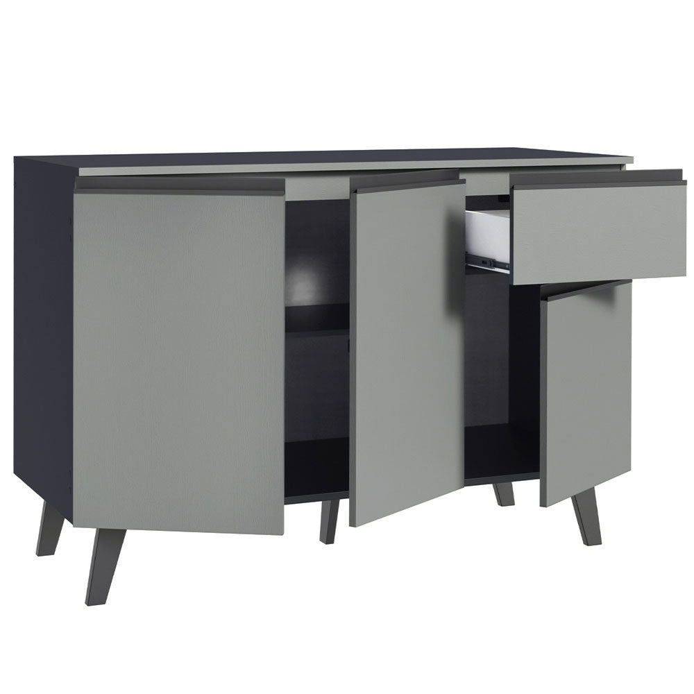 Bajo Mesada 120 cm 3 Puertas 1 Cajón con Patas Gris Nice Madesa