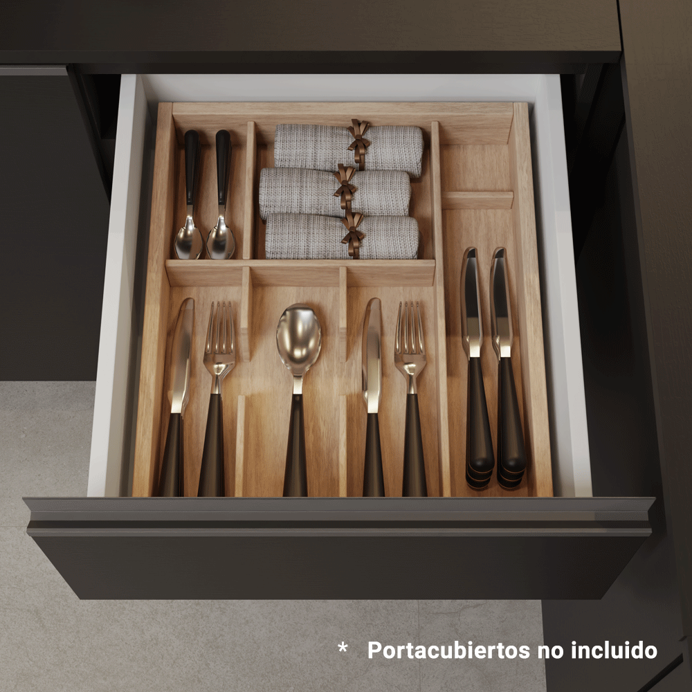 Bajo Mesada de Cocina 120 cm 3 Puertas 1 Cajón Flotante Negro Nice Madesa
