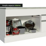 Bajo Mesada 2 Puertas 2 Cajones 150cm (Con Tapa) Blanco Glamy